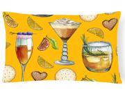 Drinks and Cocktails Gold Canvas Fabric Decorative Pillow BB5202PW1216