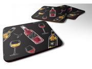 Set of 4 Red and White Wine on Black Foam Coasters Set of 4 BB5197FC