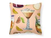 Drinks and Cocktails Peach Fabric Decorative Pillow BB5200PW1414