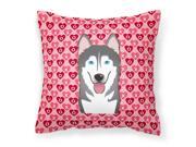 Alaskan Malamute Hearts Fabric Decorative Pillow BB5288PW1818