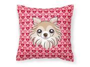 Chihuahua Hearts Fabric Decorative Pillow BB5321PW1414