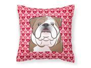 English Bulldog Hearts Fabric Decorative Pillow BB5289PW1414
