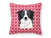 Border Collie Hearts Fabric Decorative Pillow BB5311PW1818