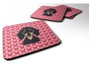 Set of 4 Smooth Black and Tan Dachshund Hearts Foam Coasters Set of 4 BB5285FC