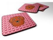 Set of 4 Longhair Red Dachshund Hearts Foam Coasters Set of 4 BB5284FC
