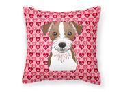 Jack Russell Terrier Hearts Fabric Decorative Pillow BB5272PW1414