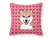 Shiba Inu Hearts Fabric Decorative Pillow BB5295PW1414