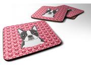 Set of 4 Boston Terrier Hearts Foam Coasters Set of 4 BB5273FC