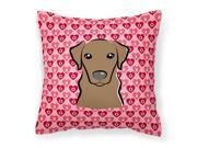Chocolate Labrador Hearts Fabric Decorative Pillow BB5304PW1818