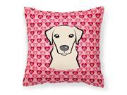 Yellow Labrador Hearts Fabric Decorative Pillow BB5292PW1818