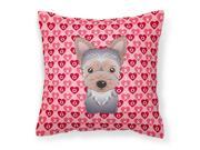 Yorkie Puppy Hearts Fabric Decorative Pillow BB5302PW1414