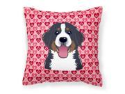 Bernese Mountain Dog Hearts Fabric Decorative Pillow BB5307PW1818