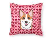 Red Corgi Hearts Fabric Decorative Pillow BB5324PW1818