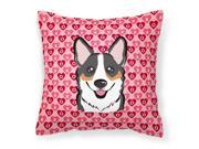Tricolor Corgi Hearts Fabric Decorative Pillow BB5325PW1414