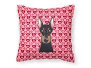 Doberman Pinscher Hearts Fabric Decorative Pillow BB5315PW1818