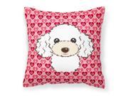White Poodle Hearts Fabric Decorative Pillow BB5327PW1818
