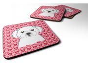 Set of 4 Maltese Hearts Foam Coasters Set of 4 BB5278FC