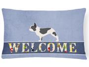 French Bulldog Welcome Canvas Fabric Decorative Pillow BB5545PW1216