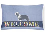 Bearded Collie Welcome Canvas Fabric Decorative Pillow BB5521PW1216