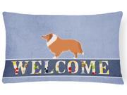 Collie Welcome Canvas Fabric Decorative Pillow BB5520PW1216