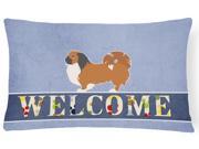 Pekingese Welcome Canvas Fabric Decorative Pillow BB5542PW1216