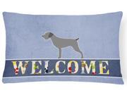 German Wirehaired Pointer Welcome Canvas Fabric Decorative Pillow BB5515PW1216