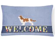 Cavalier King Charles Spaniel Welcome Canvas Fabric Decorative Pillow BB5553PW1216