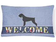 Giant Schnauzer Welcome Canvas Fabric Decorative Pillow BB5577PW1216