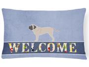 English Mastiff Welcome Canvas Fabric Decorative Pillow BB5560PW1216