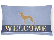 Italian Greyhound Welcome Canvas Fabric Decorative Pillow BB5518PW1216