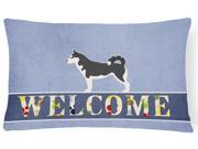 Siberian Husky Welcome Canvas Fabric Decorative Pillow BB5584PW1216