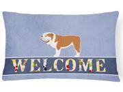 English Bulldog Welcome Canvas Fabric Decorative Pillow BB5566PW1216