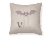 Alphabet V for Vampire Bat Fabric Decorative Pillow BB5747PW1414