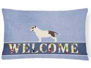 Bull Terrier Welcome Canvas Fabric Decorative Pillow BB5582PW1216