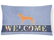 Pharaoh Hound Welcome Canvas Fabric Decorative Pillow BB5492PW1216