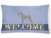 Kerry Blue Terrier Welcome Canvas Fabric Decorative Pillow BB5496PW1216