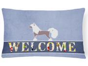 Chinese Crested Welcome Canvas Fabric Decorative Pillow BB5547PW1216