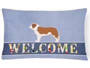 Saint Bernard Welcome Canvas Fabric Decorative Pillow BB5580PW1216