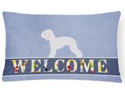 Bedlington Terrier Welcome Canvas Fabric Decorative Pillow BB5498PW1216