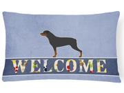 Rottweiler Welcome Canvas Fabric Decorative Pillow BB5570PW1216