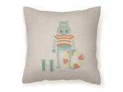 Alphabet H for Hippopotamus Fabric Decorative Pillow BB5733PW1818