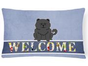 Chow Chow Black Welcome Canvas Fabric Decorative Pillow BB5724PW1216