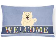 Chow Chow White Welcome Canvas Fabric Decorative Pillow BB5721PW1216