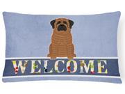 Mastiff Brindle Welcome Canvas Fabric Decorative Pillow BB5596PW1216