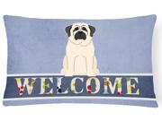 Mastiff White Welcome Canvas Fabric Decorative Pillow BB5598PW1216