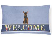 Manchester Terrier Welcome Canvas Fabric Decorative Pillow BB5609PW1216