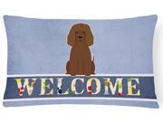 Irish Water Spaniel Welcome Canvas Fabric Decorative Pillow BB5644PW1216