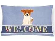 Jack Russell Terrier Welcome Canvas Fabric Decorative Pillow BB5689PW1216