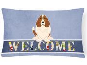 Basset Hound Welcome Canvas Fabric Decorative Pillow BB5602PW1216