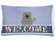 Chow Chow Blue Welcome Canvas Fabric Decorative Pillow BB5720PW1216